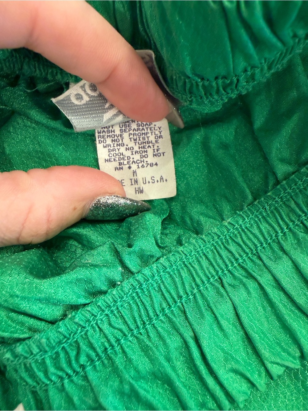 VINTAGE womens 90’s Adidas Nylon Athletic Shorts Green 3-Stripe medium HIGH RISE - Picture 4 of 5
